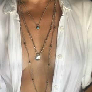 Lucky brand silver layer necklace boho